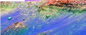 L'affleurement Burns cliff, en couleurs "spectrales"