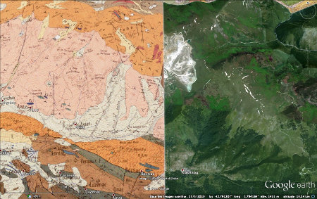 Localisation et géologie de la carrière de talc de Luzenac-Trimouns