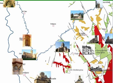 Carte des principales églises romanes en Brionnais