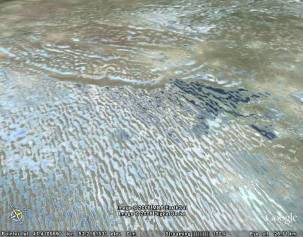 Analogie possible, champs de dunes partiellement ennoyées au Nord de la Mer Caspienne