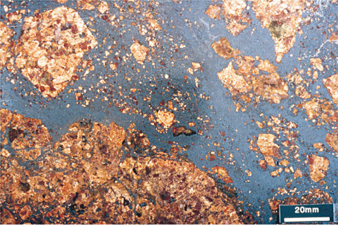 Brèche granitique à matrice riche en hématite, Olympic Dam (Australie)