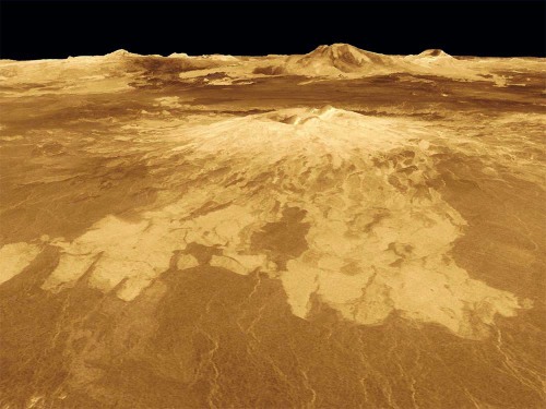 Le volcan Sapas Mons, sur Vénus, vu en relief