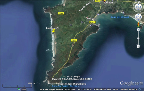 Localisation de la pointe de Lostmarc'h, presqu'île de Crozon