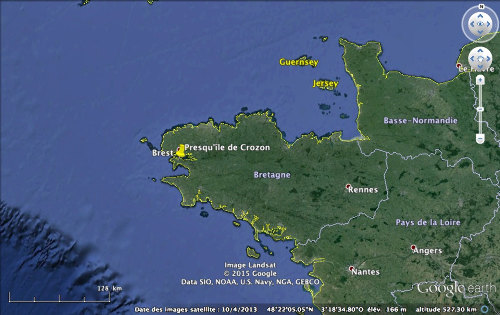 Localisation de la presqu'île de Crozon en Bretagne