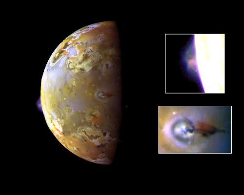 Exemple de deux éruptions sur Io, satellite de Jupiter