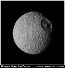 Mimas, satellite de Saturne (diamètre 500 km)