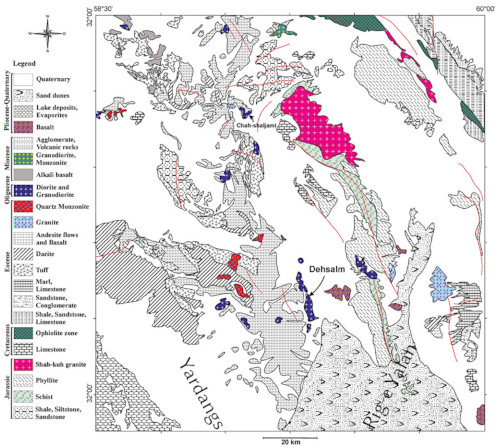 Carte géologique du bloc de Lout (Iran)